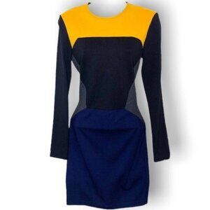 TORN BY RONNY KOBO BLOCK COLOUR BODYCON LONG SLEEVES ROUND  NECK STRETCH LARGE